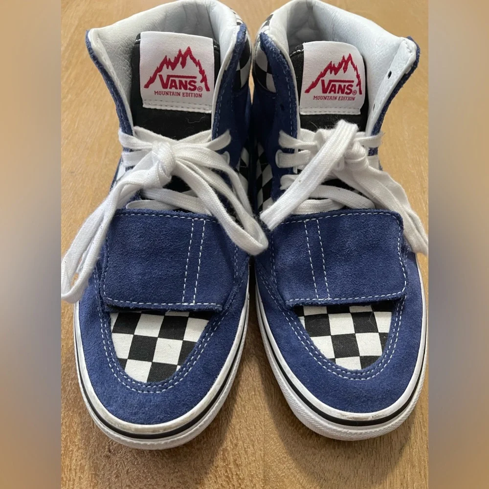 Vans Mountain Edition Blue Black Checkerboard Men’s 6.5/Wmns 8.0 - Picture 3 of 10